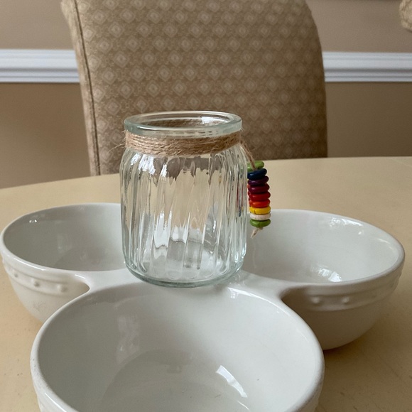 Large Ribbed Glass Toothpick Holder Platter Decoration - Your Choice of One - Picture 9 of 11